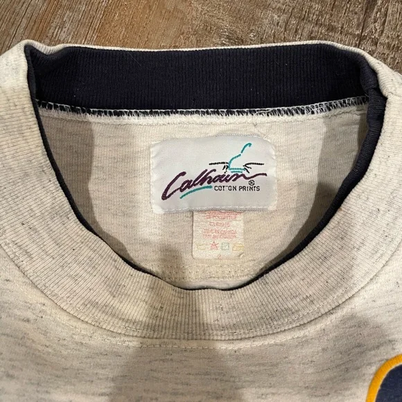 RARE Vintage 90s University of Michigan Calhoun Big Logo Spellout Sweatshirt - Picture 4 of 6